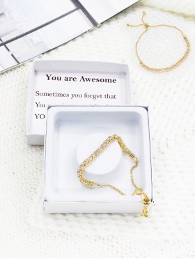 "You are Awesome" Adjustable Rhinestone Stretch Bracelet with Gift Box